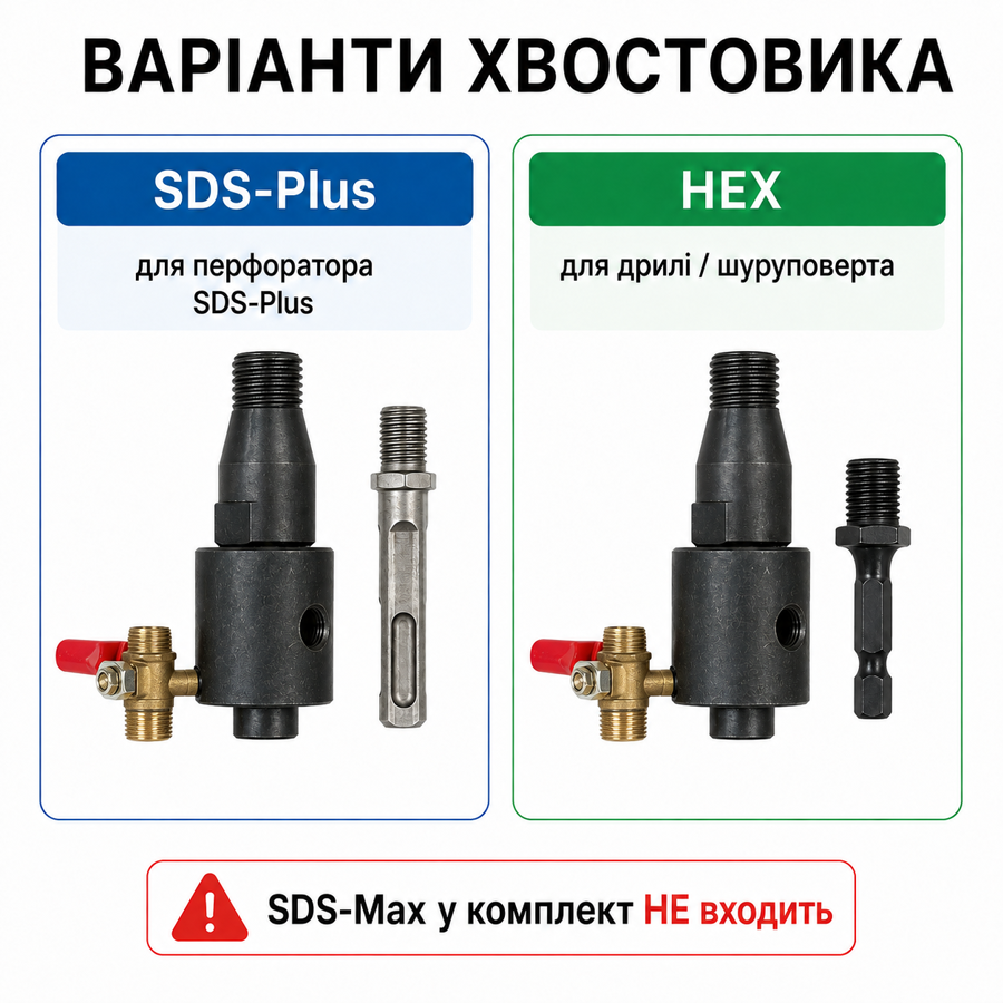 Адаптер подачи воды M22×2,5 для алмазных коронок по бетону, водяной вертлюг SDS-Plus/HEX для мокрого сверления (423372458) Киев - изображение 8