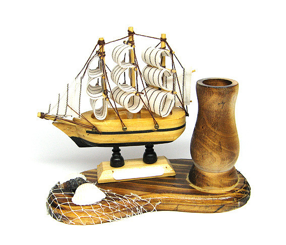 Подставка для ручек настольная Парусник из дерева Киев - изображение 1
