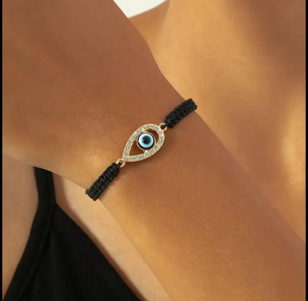 Браслет на чёрном шнурке с подвеской глаз Киев - изображение 2