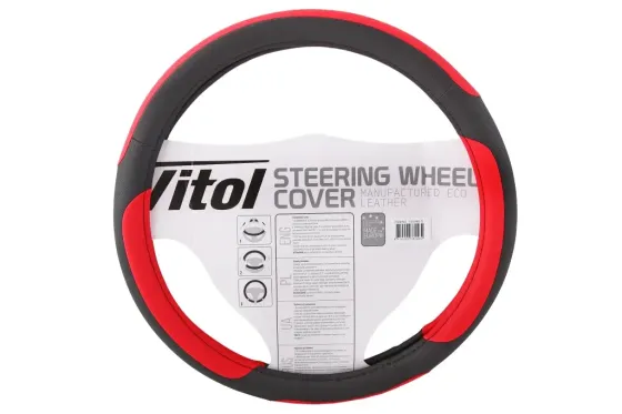 Оплітка на кермо S Vitol F-17023RD-S чорний/червоний Вінниця
