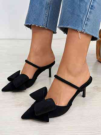 Туфлі жіночі Meideli F566-53 slingback човники з бантом екозамша чорні, 38, 24 см Київ