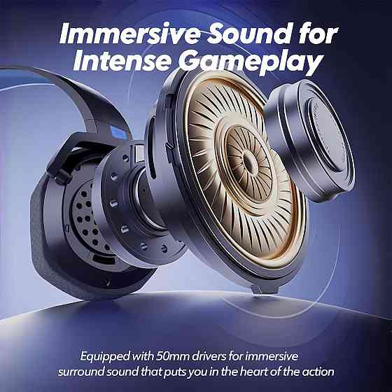 Бездротова ігрова Bluetooth гарнітура NUBWO G06 з мікрофоном, повнорозмірні навушники для геймінгу для тривалих сесій Київ