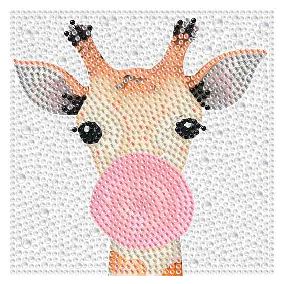 Алмазна мозаїка "Жираф бабл-гам" DM5001 з рамкою 15х15 см Вінниця