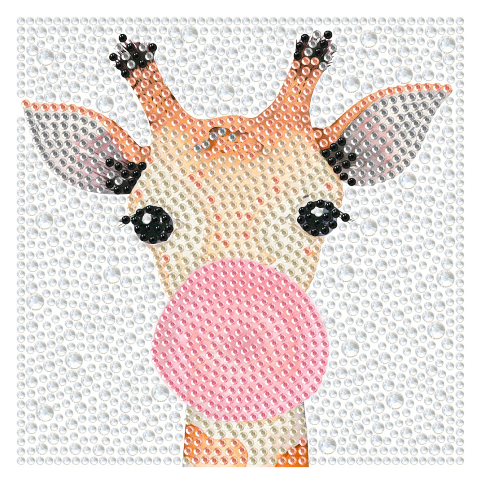 Алмазна мозаїка "Жираф бабл-гам" DM5001 з рамкою 15х15 см Вінниця - фото 1