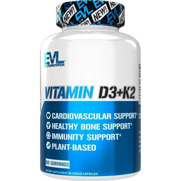 Вітамін D3+K2 Evlution Nutrition Vitamin D3+K2 60 Veggie Capsules Луцьк - фото 1