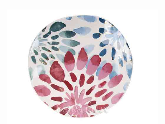 Тарілка Lefard "Petal" 25 см кругла порцеляна біла з рожевими синіми зеленими пелюстками Київ