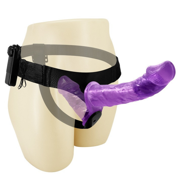 Подвійний страпон із вібрацією фіолетовий - Ultra Passionate Harness Dual Vibration Purple Sex Aura Київ - фото 2