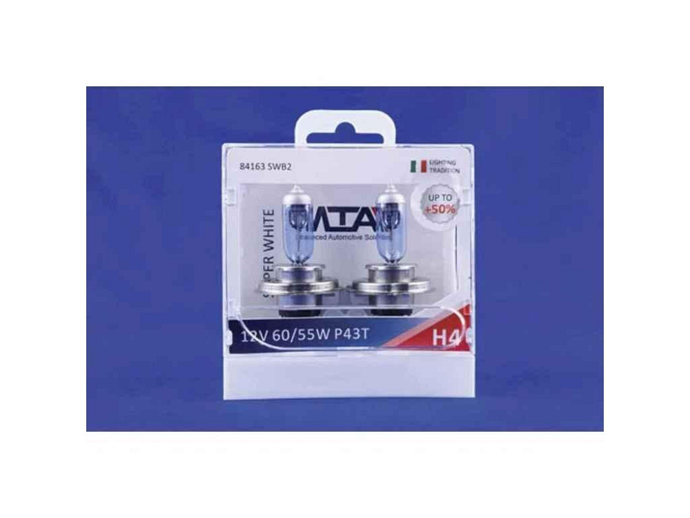 Автомобiльна лампа 12V H4 60/55W P43T SUPER WHITE 50% (2шт) ТМ MTA Київ - фото 1