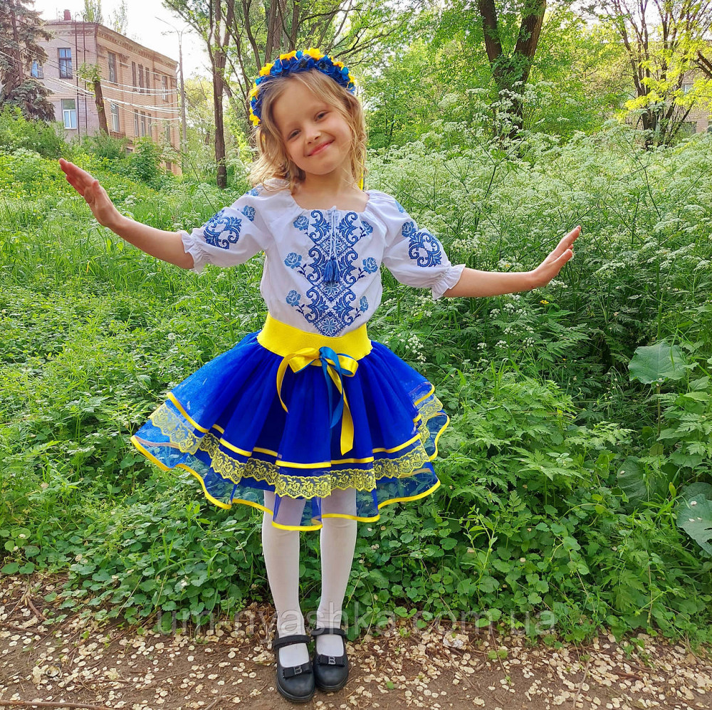 Костюм вишиванка синьо-жовтий для дівчинки "Слава нації" Кривий Ріг - фото 5