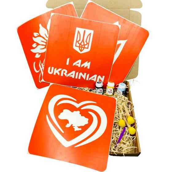 Набір для малювання по тканині "I Am Ukrainian, Тризуб, Мапа України, Україна квітуча" paint-n064-n059-n080-n058 Вінниця
