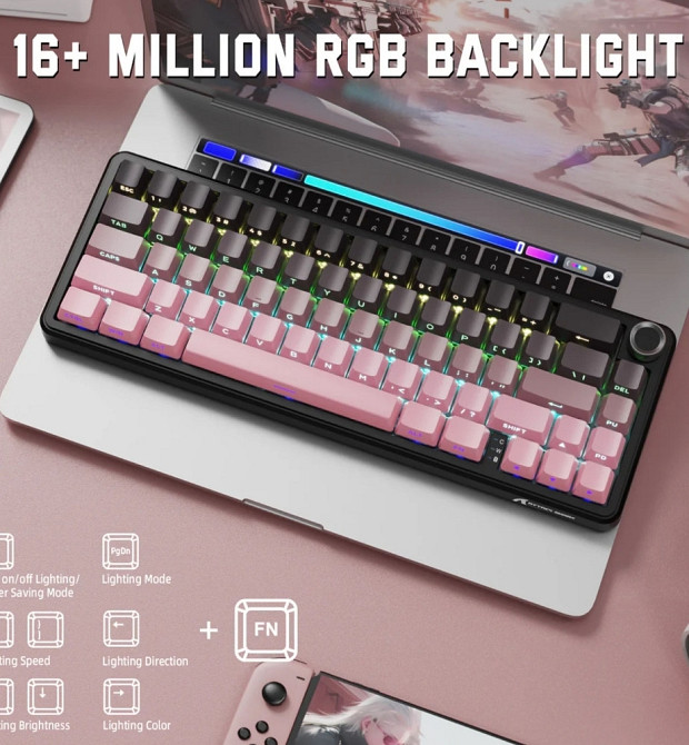 Клавиатура беспроводная Attack Shark X66 Gradient Pink. Харьков - изображение 3