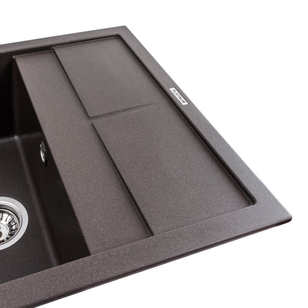 PLATINUM Гранітна мийка для кухні Platinum 6550 LOTOS матова Темна скеля Київ - фото 3