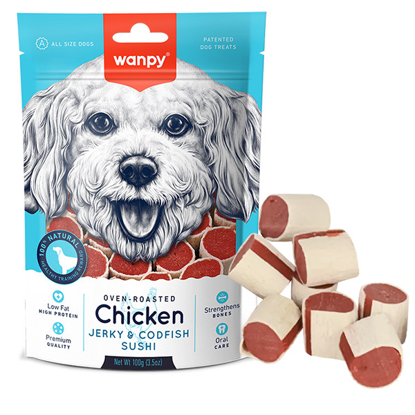 Wanpy Chicken Jerky & Codfish Sushi ВАНПІ СУШІ З КУРКОЮ ТА ТРІСКОЮ ласощі для собак Київ - фото 1