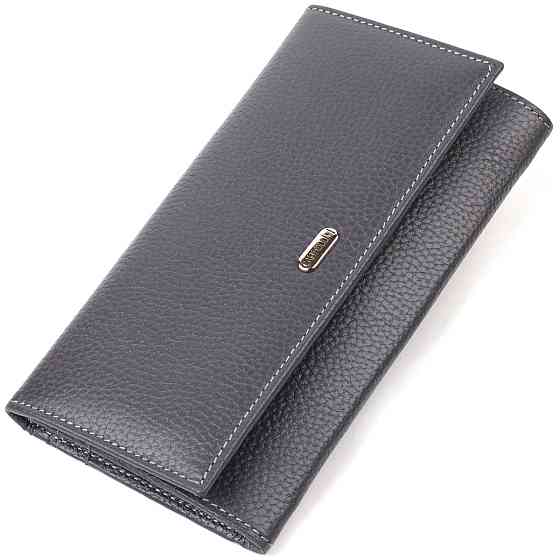 Вместительный кошелек для женщин из натуральной кожи Серый (CANPELLINI) Киев