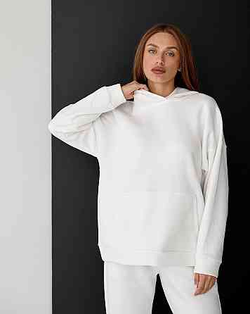 Женский спортивный теплый костюм оверсайз Молочный XS Харьков