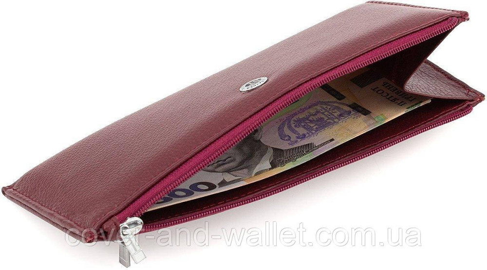 Бордовий тонкий жіночий гаманець на блискавці ST025 date red Київ - фото 4
