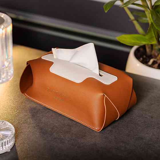 Серветниця з еко шкіри 21х12х8 см контейнер для серветок в автомобіль Коричневий HP-3-210BR Коломия