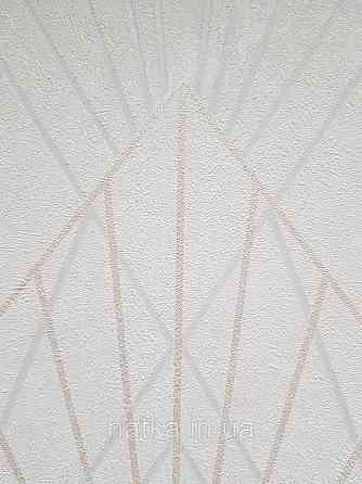 Шпалери вінілові на флізеліні Sintra Simmetria геометрія фігури смуги молочне золото срібло 524404 Київ