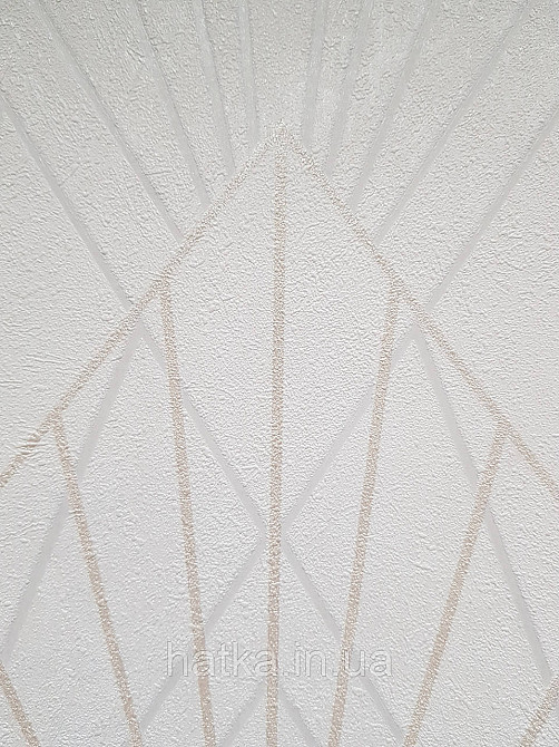 Шпалери вінілові на флізеліні Sintra Simmetria геометрія фігури смуги молочне золото срібло 524404 Київ - фото 3