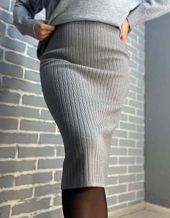 Женская юбка My fashion 478 вязка широкий рубчик разрез средняя длина, серый, 44-48 Киев - изображение 19