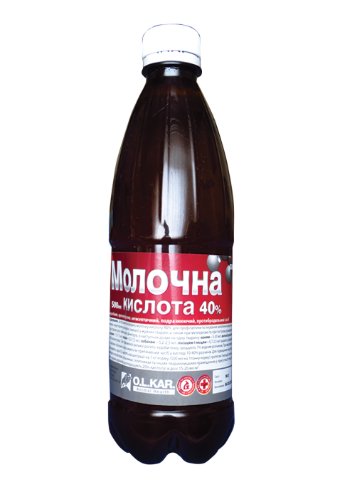 Кислота молочна флакон 40% флакон 500 мл O.L.KAR Вінниця - фото 1