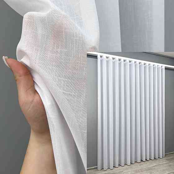 Тюль VR-Textil 2033т Лен плотный однотонный Белый 400х270 см (42-1169) Киев