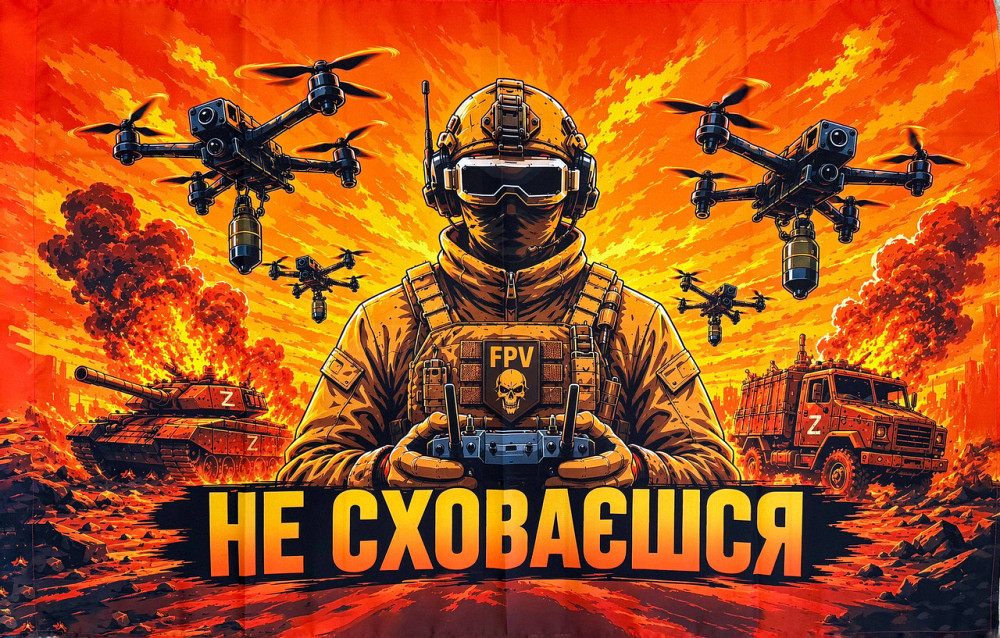 Прапор Не сховаєшся 1400х900 мм Запоріжжя - фото 1