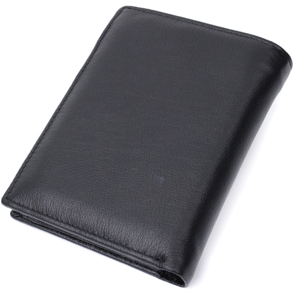 Мужское кожаное портмоне для карт купюр и монет ST Leather 22733 Черное Киев - изображение 12