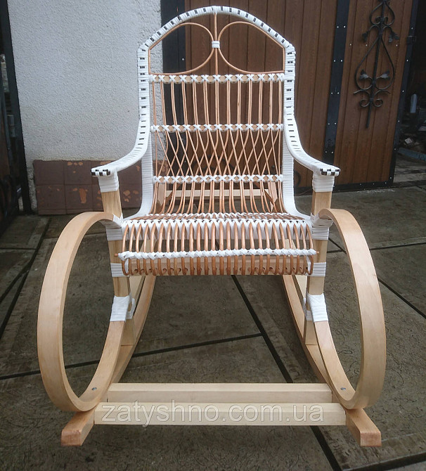 Крісло гойдалка біла з плетеної лози Київ - фото 2