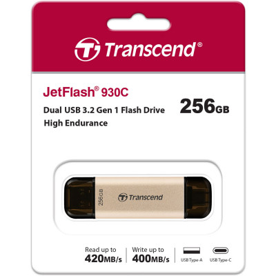 USB флеш накопичувач Transcend 256GB JetFlash 930 Gold-Black USB 3.2/Type-C (TS256GJF930C) Вінниця - фото 8