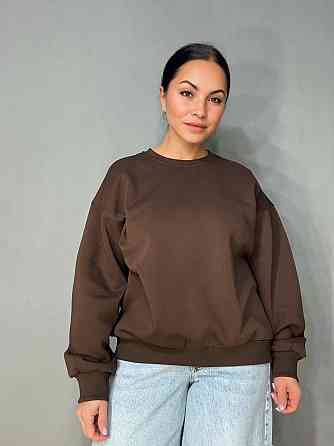 Свитшот женский A-N 30070-1 базовый оверсайз однотонный, коричневый, one size Киев