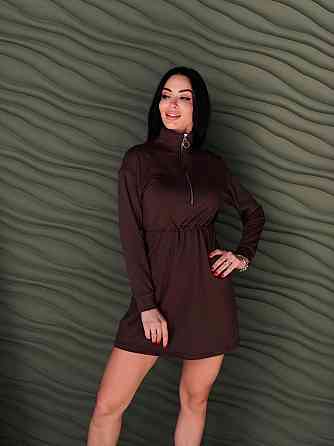 Трикотажное платье оверсайз на кулиске 