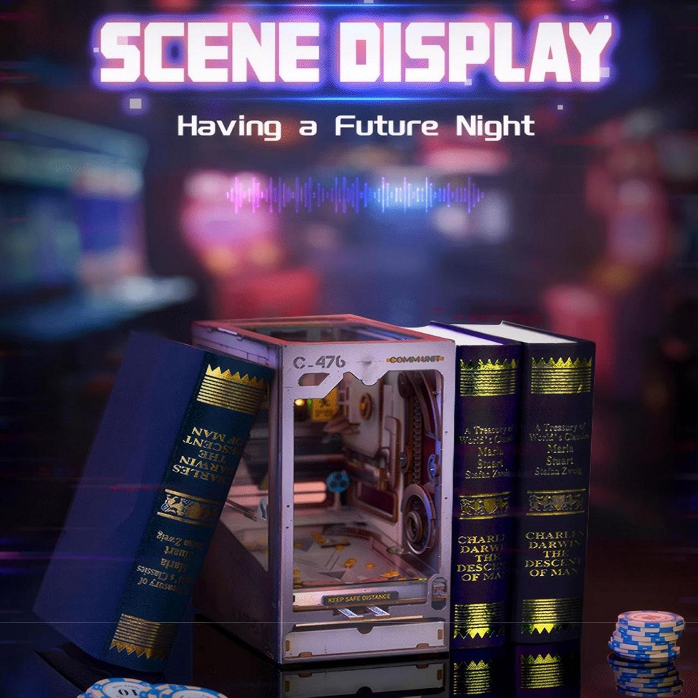 3D Румбокс бук нук DIY Книжний Кіберпанк + Пилозахисний купол SL-17 Київ - фото 5