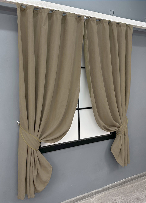 Комплект коротких штор VR-Textil Мікровелюр Petek YL № 1804ш Капучино 130х170 см 2 шт (35-0386) Київ - фото 2
