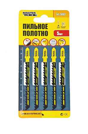 Полотно пиляльне для лобзика MASTERTOOL T144D 5 шт дерево/пластик швидкий прямий розріз 6TPI/100 мм 14-2803 Рівне