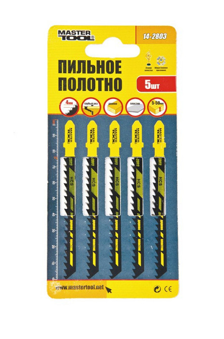 Полотно пиляльне для лобзика MASTERTOOL T144D 5 шт дерево/пластик швидкий прямий розріз 6TPI/100 мм 14-2803 Рівне - фото 2