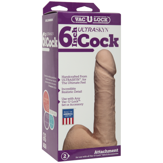 Фаллоимитатор Doc Johnson Vac-U-Lock - 6 Inch ULTRASKYN Cock White, диаметр 4,3см Sex Aura Киев