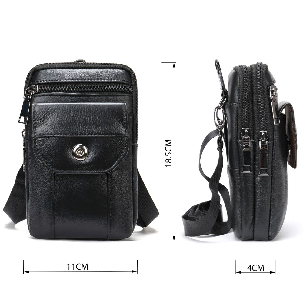 Шкіряна сумка на пояс Vintage 20358 Чорна Київ - фото 3