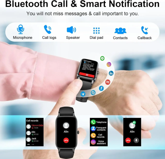 Жіночий смарт-годинник Soudorv P97 з Bluetooth-дзвінками | Фітнес-браслет, моніторинг здоров'я 24/7, Android та iPhone, золотий Київ