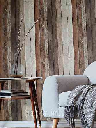 Обои флизелиновые эко Decoprint Essentials EE22570 под дерево доска с эффектом старения коричневые бежевые Киев