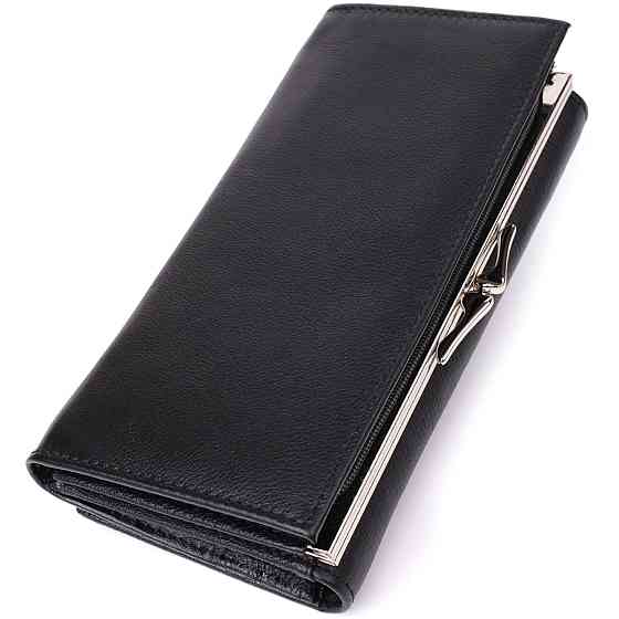 Функциональный женский кошелек на магнитах из натуральной кожи ST Leather 23112 Черный Киев