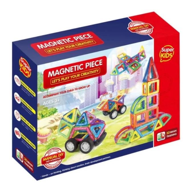 Конструктор магнітний Magnetic Piece з 2 основами на колесах 83 деталі (M 2266-14) Чернигов - изображение 2