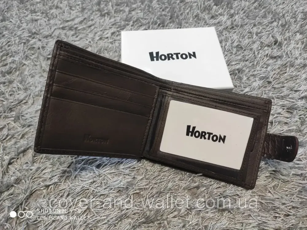 Классический мужской кожаный кошелёк коричневого цвета Horton Киев - изображение 3