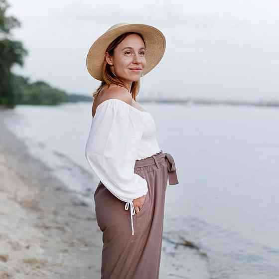 Широкі штани для вагітних з легкої тканини Київ