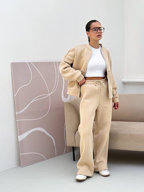 Жіночий костюм-двійка з широкими штанами Молочний 42/46 Харків - фото 7