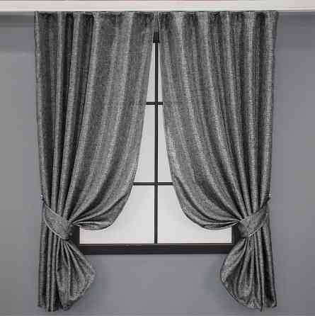 Комплект коротких штор VR-Textil Лен Мешковина № 108ш Серый 130х170см 2 шт (35-0117) Киев