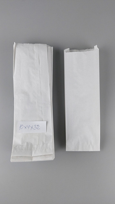 Пакет паперовий крафт 10см 32см білий 1000 шт Харків - фото 2