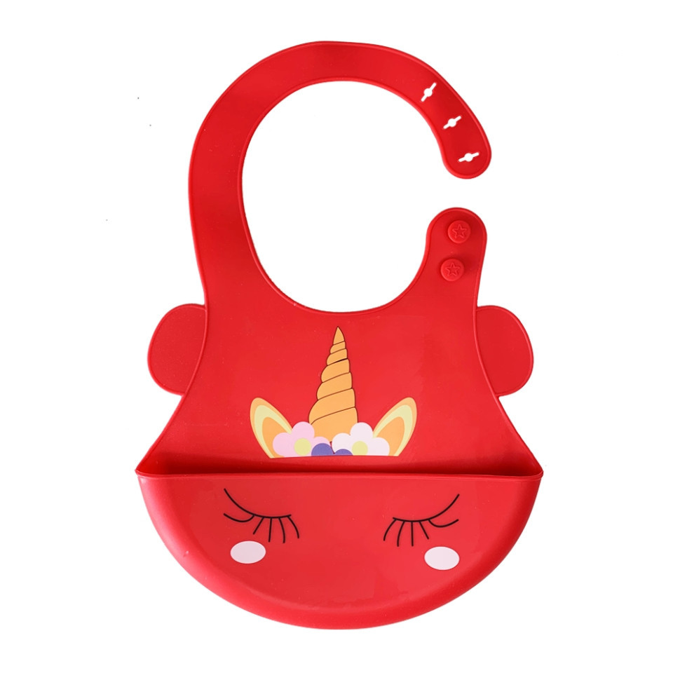 Слинявчик силіконовий "Єдиноріг" MGZ-0615(Red) з кишенею Вінниця - фото 1