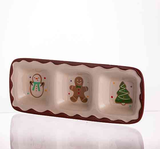 Менажниця порцелянова Merry Christmas на 3 секції 30×11×2.5 (см) прямокутна CR-1-41 Коломыя