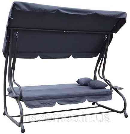 Садовые качели Bonro Garden четырехместная раскладная с навесом качели для сада и дачи серая Мостиська